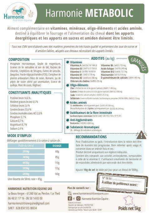 CMV Harmonie Métabolic Granulés